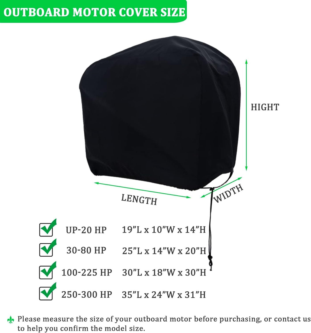 Outboard Motor Half Cover, Waterproof Oxford Fabric, Boat Motor Cover Half Outboard Cover, Universal Boat Engine Cover Fits up to 250-300HP Black