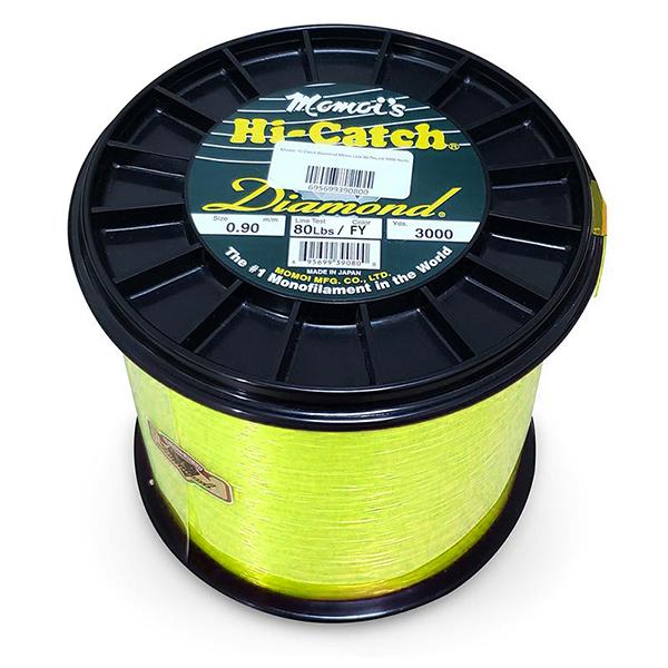 Momoi Hi-Catch Diamond Nylon Monofilament Line 80 Pounds 3000 Yards - Hi-Vis Yellow - shopbulluna.com