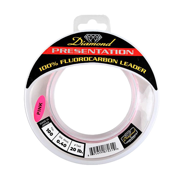 Momoi Diamond Fluorocarbon "Presentation" Leader - 20 Pounds 100 Yards - Pink - shopbulluna.com