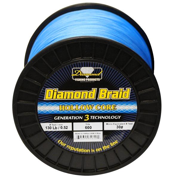 Momoi Diamond Gen 3 Braided Line - 130 Pounds 600 Yards - Hollow Core - Blue - shopbulluna.com