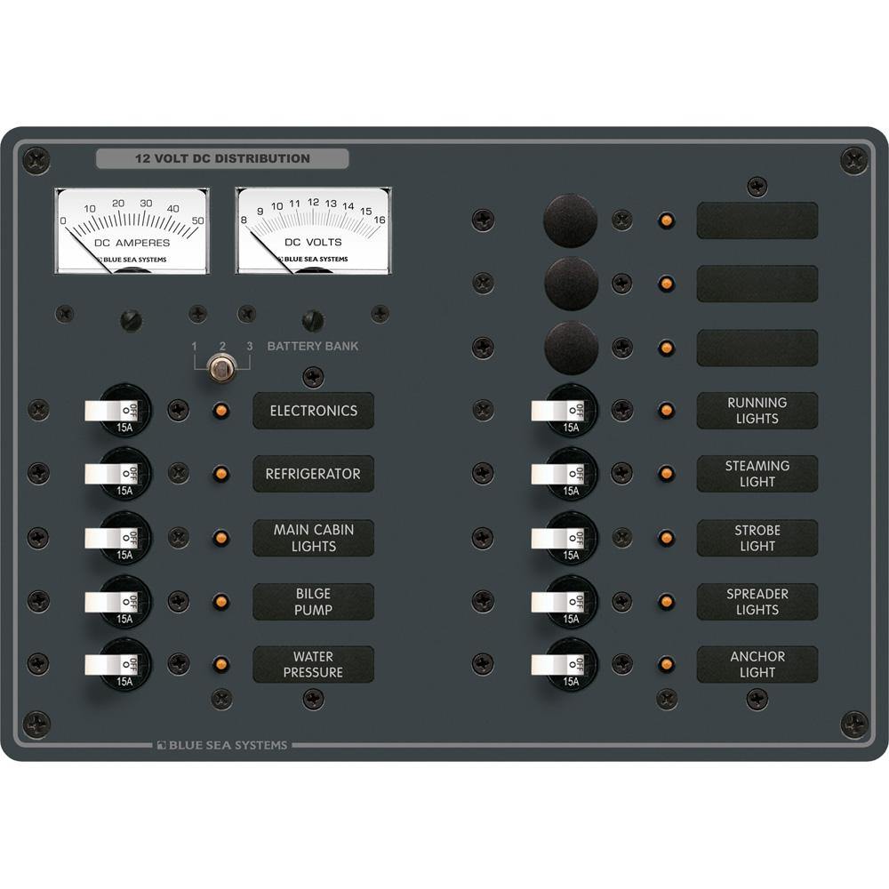 Blue Sea 8068 DC 13 Position Toggle Branch Circuit Breaker Panel - White Switches [8068] - shopbulluna.com