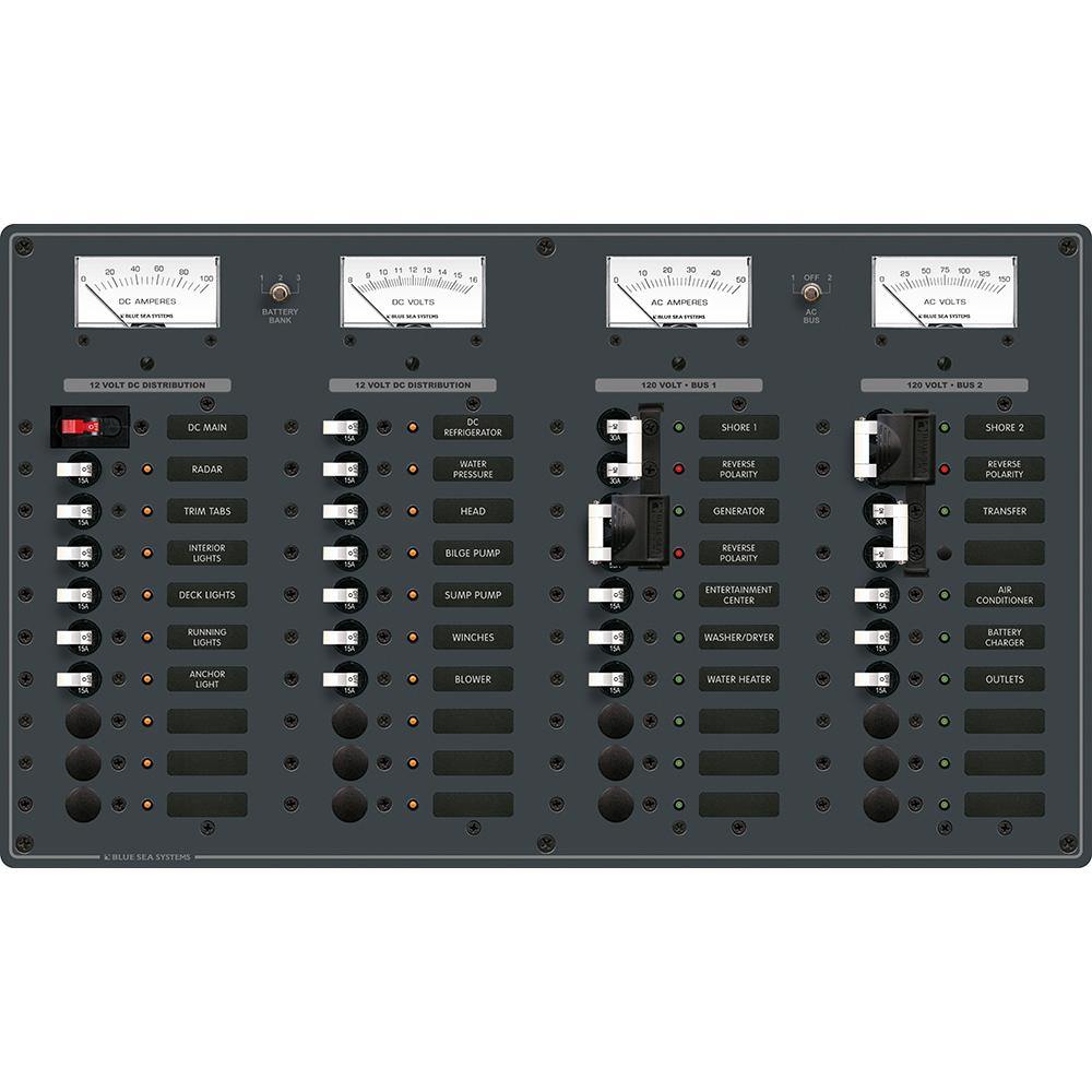 Blue Sea 8086 AC 3 Sources +12 Positions/DC Main +19 Position Toggle Circuit Breaker Panel - White Switches [8086] - shopbulluna.com