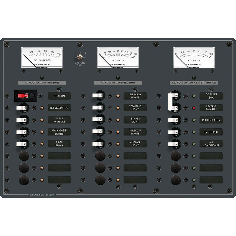 Blue Sea 8084 AC Main +6 Positions/DC Main +15 Positions Toggle Circuit Breaker Panel - White Switches [8084] - shopbulluna.com