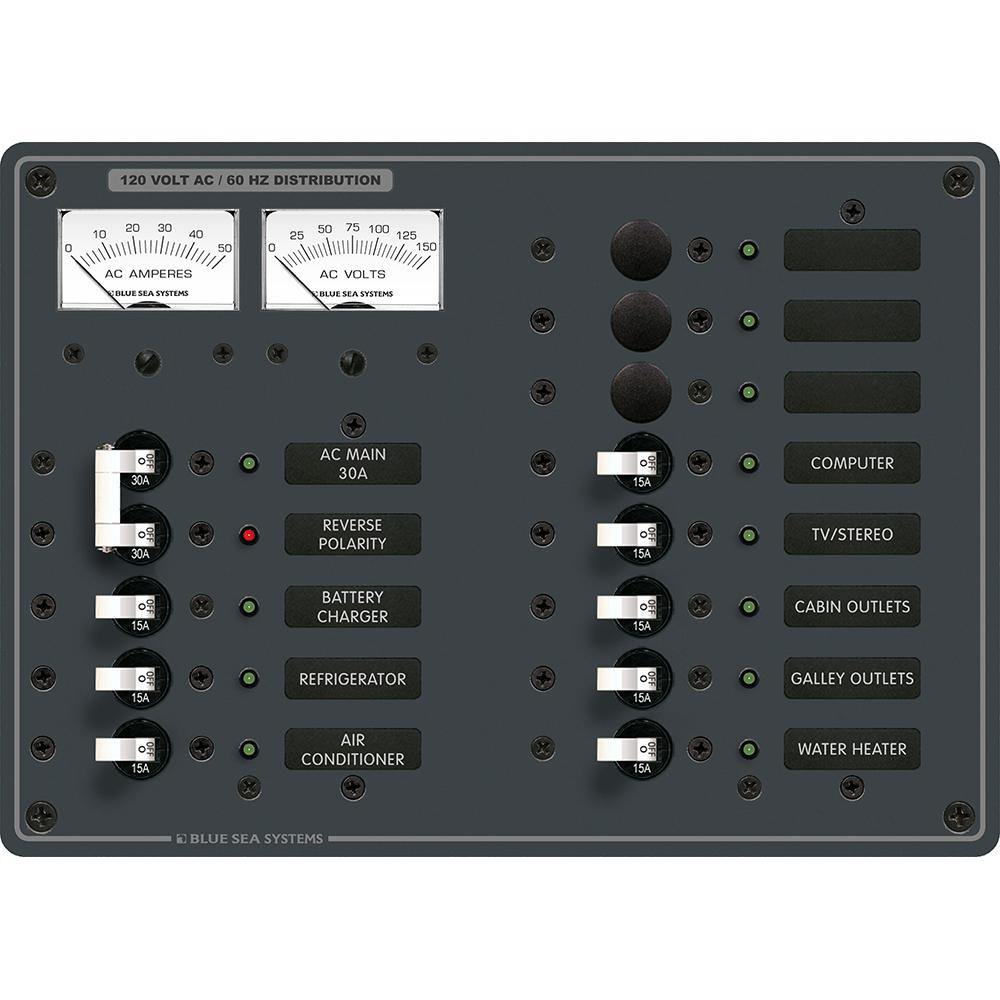 Blue Sea 8076 AC Main +11 Positions Toggle Circuit Breaker Panel - White Switches [8076] - shopbulluna.com