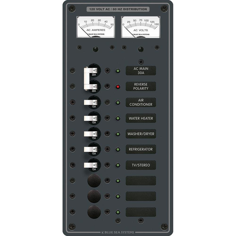 Blue Sea 8074 AC Main +8 Positions Toggle Circuit Breaker Panel - White Switches [8074] - shopbulluna.com