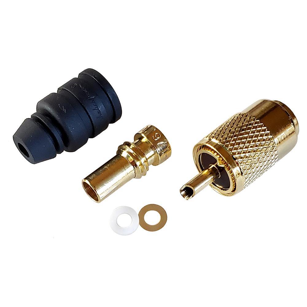 Shakespeare PL-259-58-G Gold Solder-Type Connector w/UG175 Adapter & DooDad Cable Strain Relief f/RG-58x [PL-259-58-G] - shopbulluna.com