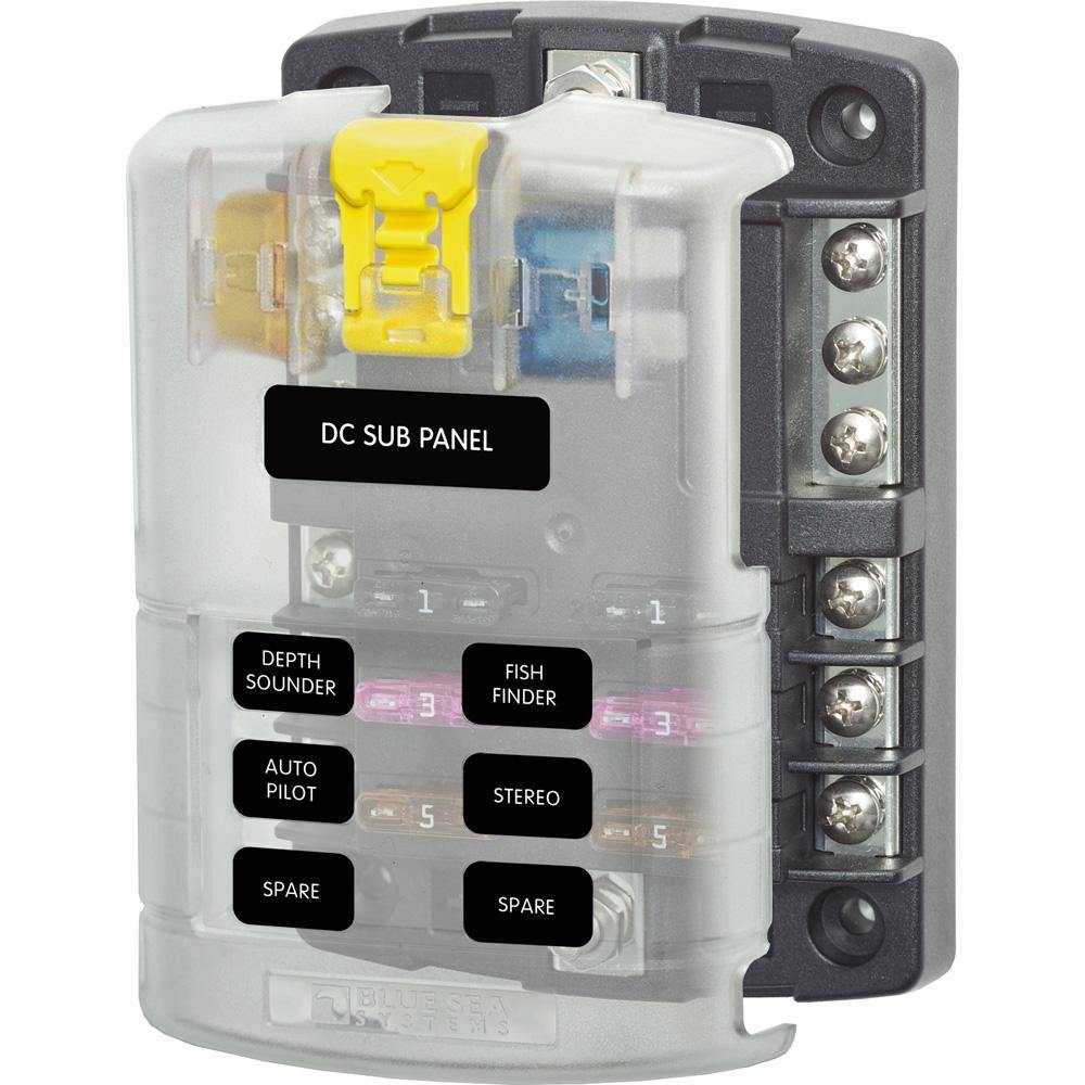 Blue Sea 5025 ST Blade Fuse Block w/Cover - 6 Circuit w/Negative Bus [5025] - shopbulluna.com