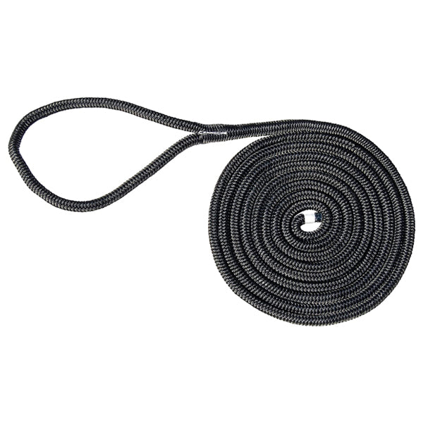 Marpac Premier Double Braided Nylon Dock Line - 3/4 Inch x 35 Feet - Black - shopbulluna.com