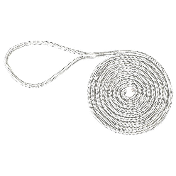 Marpac Premier Double Braided Nylon Dock Line - 3/8 Inch x 15 Feet - White - shopbulluna.com