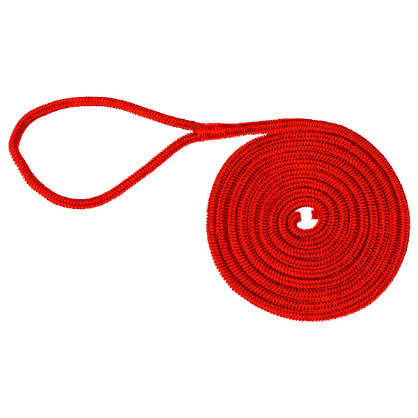 Marpac Premier Double Braided Nylon Dock Line - 3/8 Inch x 15 Feet - Red - shopbulluna.com