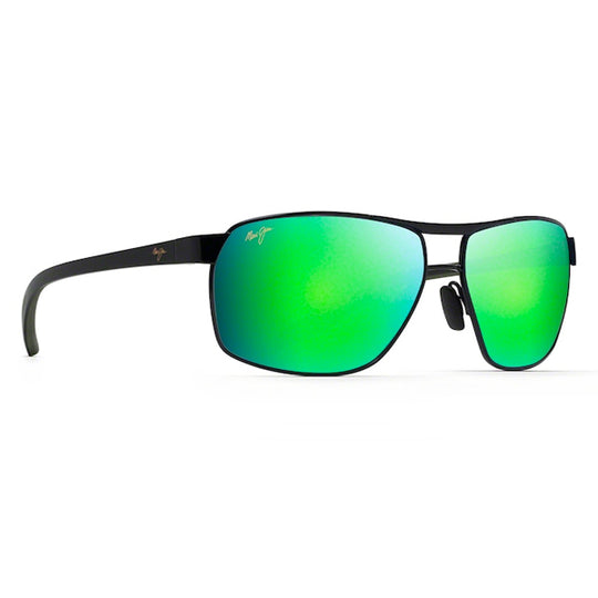 Maui Jim The Bird Black with Black and Khaki Temples - MAUIGreen Sunglasses - shopbulluna.com