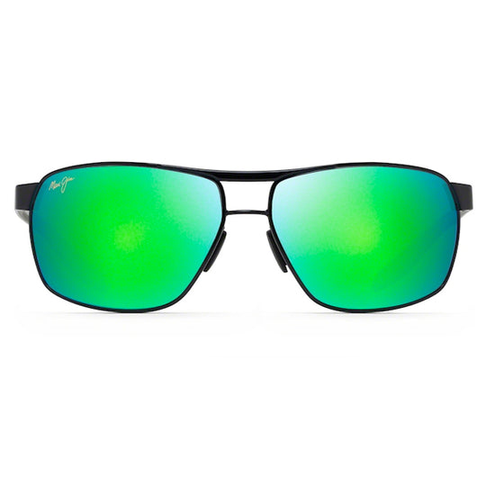 Maui Jim The Bird Black with Black and Khaki Temples - MAUIGreen Sunglasses - shopbulluna.com