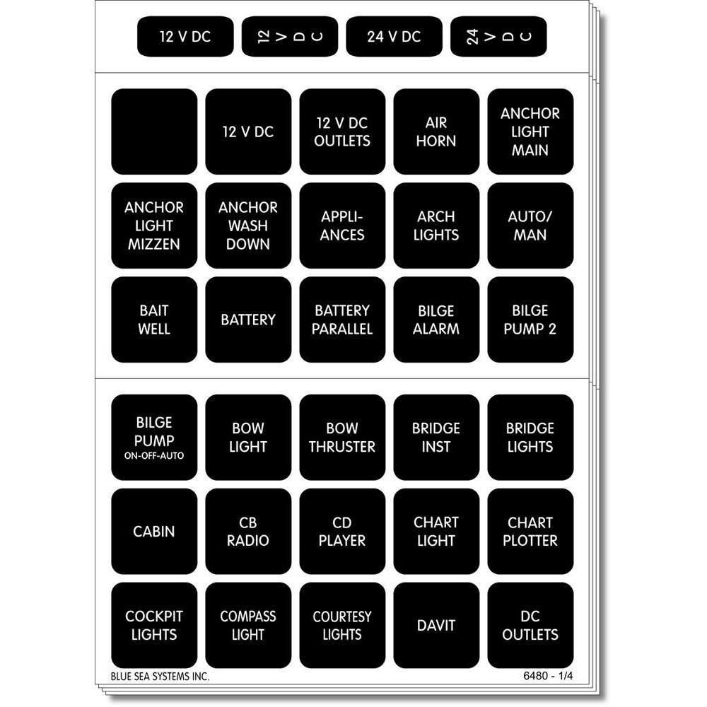 Blue Sea 4218 Square Format Label Set for Battery Management Panels - 30 [4218] - shopbulluna.com