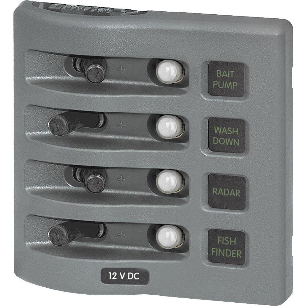 Blue Sea 4374 WeatherDeck Water Resistant Circuit Breaker Panel - 4 Position - Grey [4374] - shopbulluna.com