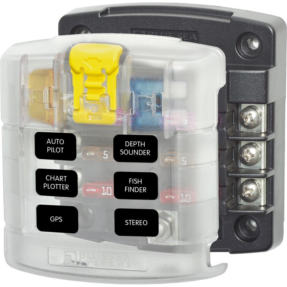 Blue Sea 5028 ST Blade Fuse Block w/ Cover - 6 Circuit without Negative Bus [5028] - shopbulluna.com