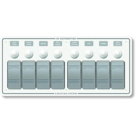 Blue Sea 8271 Water Resistant Panel - 8 Position - White - Horizontal Mount [8271] - shopbulluna.com