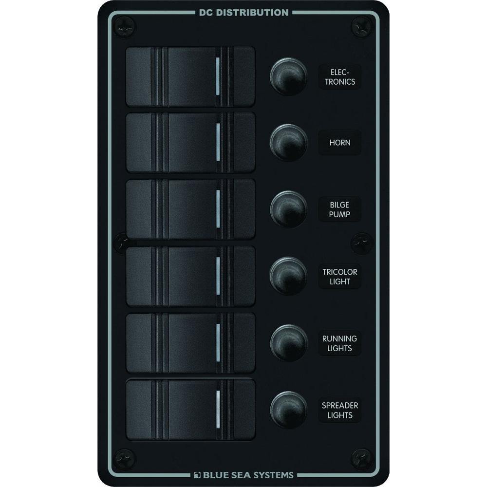 Blue Sea 8373 Water Resistant 6 Position - Black - Vertical Mount Panel [8373] - shopbulluna.com