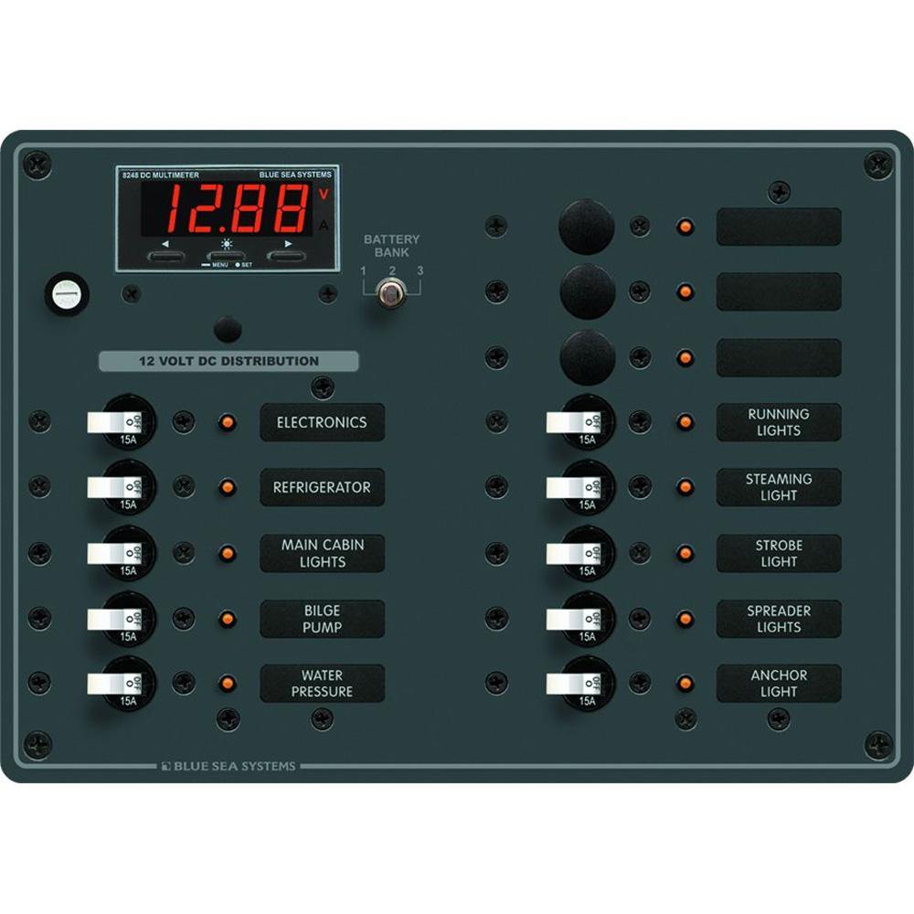 Blue Sea 8403 DC Panel 13 Position w/ Multimeter [8403] - shopbulluna.com