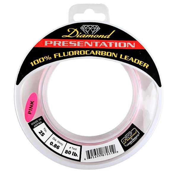 Momoi Diamond Fluorocarbon "Presentation" Leader - 80 Pounds 25 Yards - Pink - shopbulluna.com