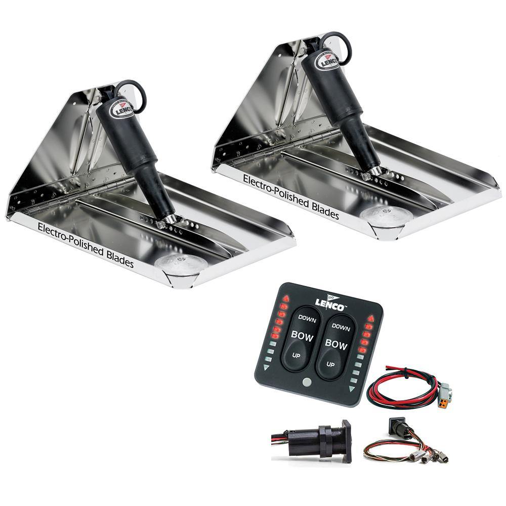 Lenco 16" x 12" Heavy Duty Performance Trim Tab Kit w/LED Indicator Switch Kit 12V [RT16X12HDI] - shopbulluna.com