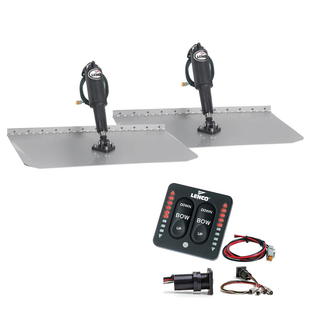 Lenco 12" x 12" Standard Trim Tab Kit w/LED Integrated Switch Kit 12V [15109-103] - shopbulluna.com