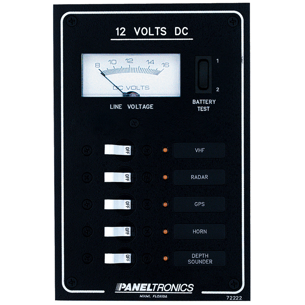 Paneltronics Standard DC 5 Position Breaker Panel & Meter w/LEDs [9972222B] - shopbulluna.com