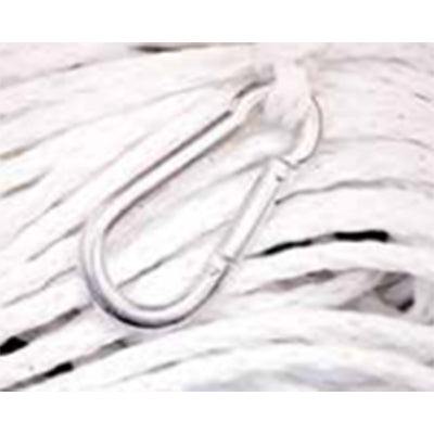 Marpac Braided Polypropylene Rope with Zinc-Plated Hook - 1/4 Inchx 50 Feet - White - 133 Pounds - shopbulluna.com