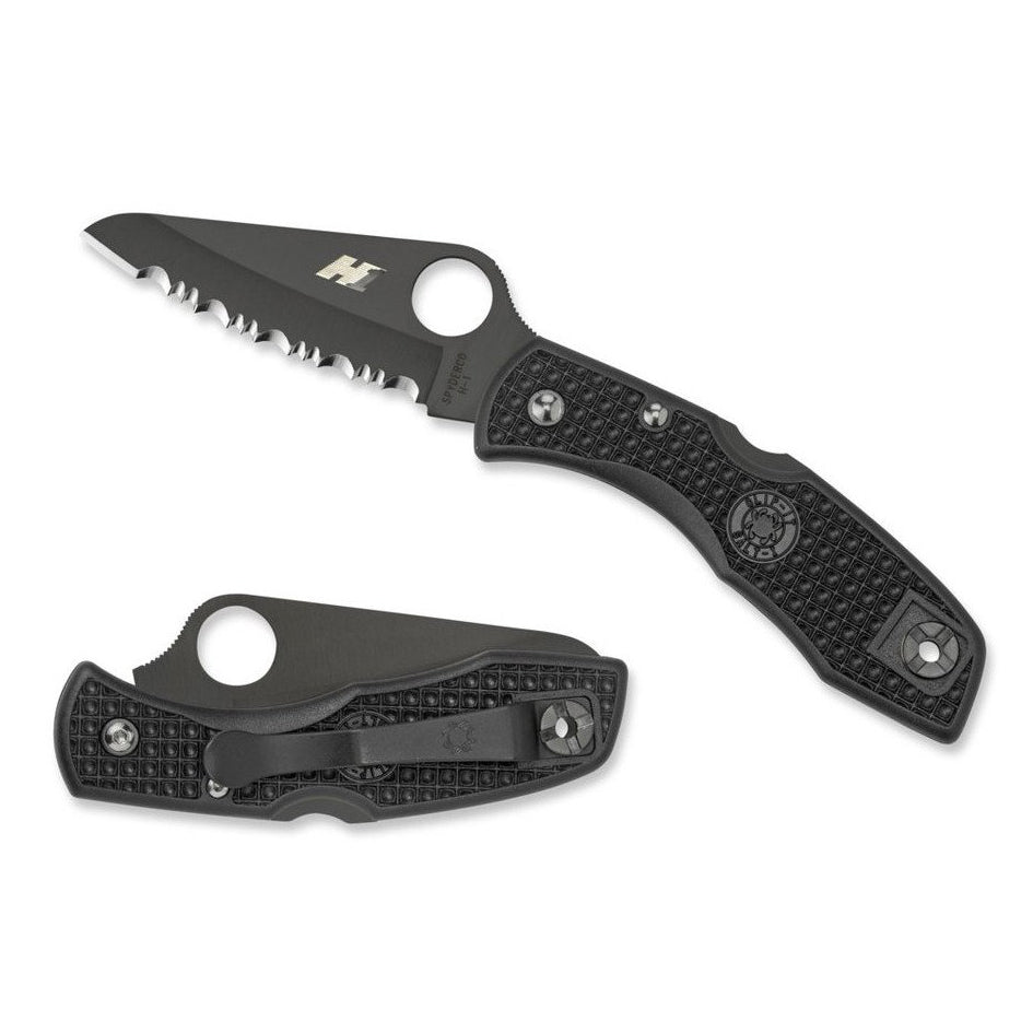 Spyderco Salt 1 Black Blade Knife - Serrated Edge - shopbulluna.com