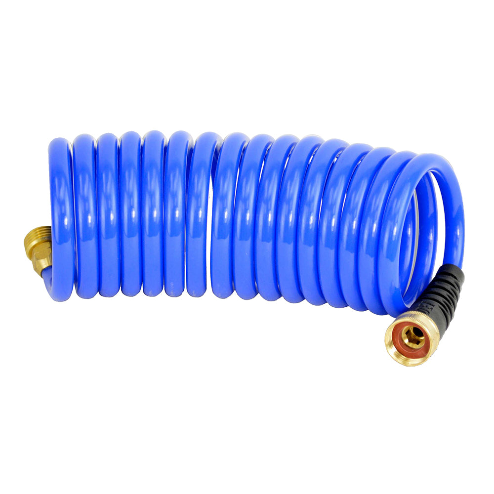 HoseCoil 15' Blue Self Coiling Hose w/Flex Relief [HS1500HP] - shopbulluna.com