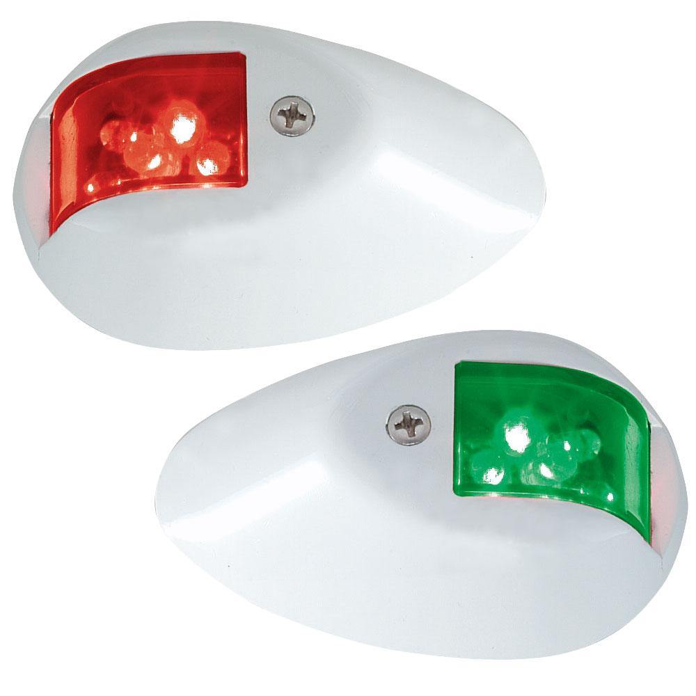 Perko LED Side Lights - Red/Green - 12V - White Epoxy Coated Housing [0602DP1WHT] - shopbulluna.com