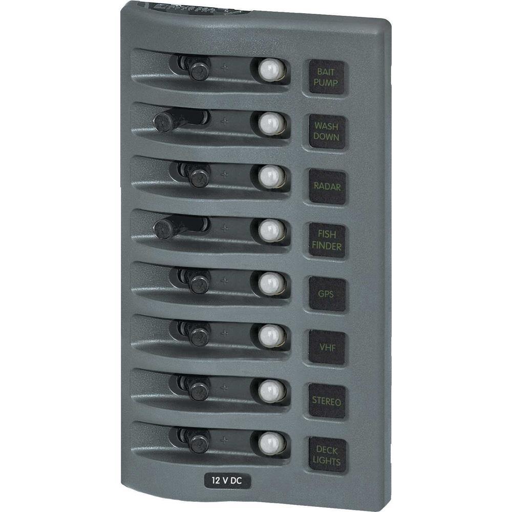 Blue Sea 4378 WeatherDeck Water Resistant Circuit Breaker Panel - 8 Position - Grey [4378] - shopbulluna.com