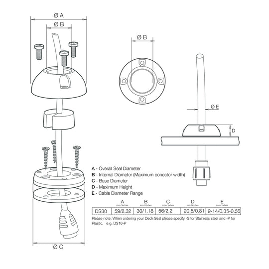 Scanstrut DS30-S Vertical Cable Seal - Stainless Steel [DS30-S]