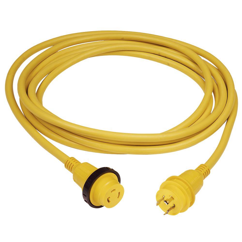 Marinco 30 Amp PowerCord PLUS Cordset w/Power-On LED - Yellow 50ft [199119] - shopbulluna.com