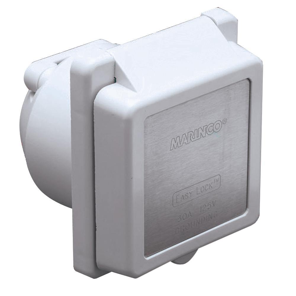 Marinco 301EL-B 30A Power Inlet - White - 125V [301EL-B] - shopbulluna.com