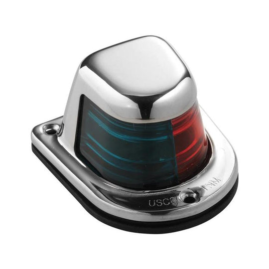 Attwood 1-Mile Deck Mount, Bi-Color Red/Green Combo Sidelight - 12V - Stainless Steel Housing [66318-7] - shopbulluna.com