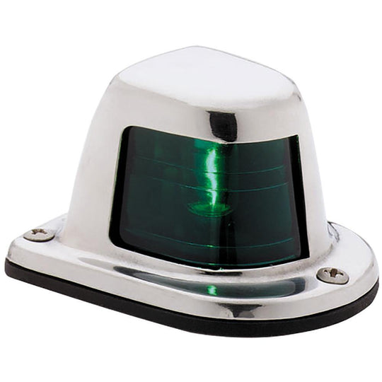 Attwood 1-Mile Deck Mount, Green Sidelight - 12V - Stainless Steel Housing [66319G7] - shopbulluna.com