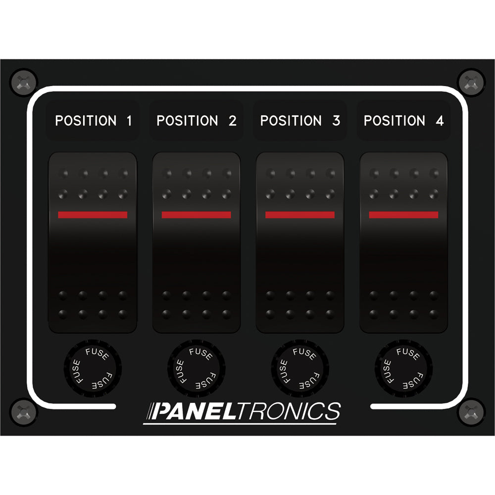 Paneltronics Waterproof Panel - DC 4-Position Illuminated Rocker Switch & Fuse [9960011B] - shopbulluna.com