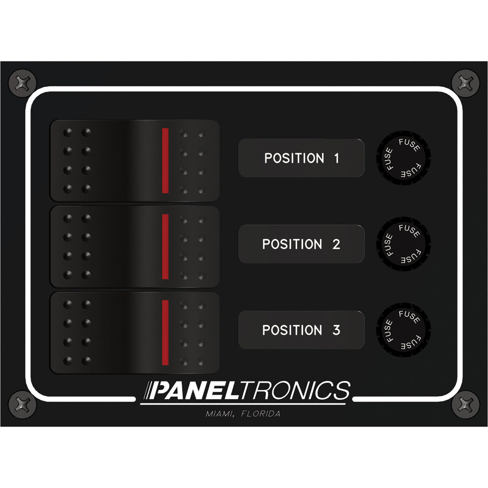 Paneltronics Waterproof Panel - DC 3-Position Illuminated Rocker Switch & Fuse [9960014B] - shopbulluna.com