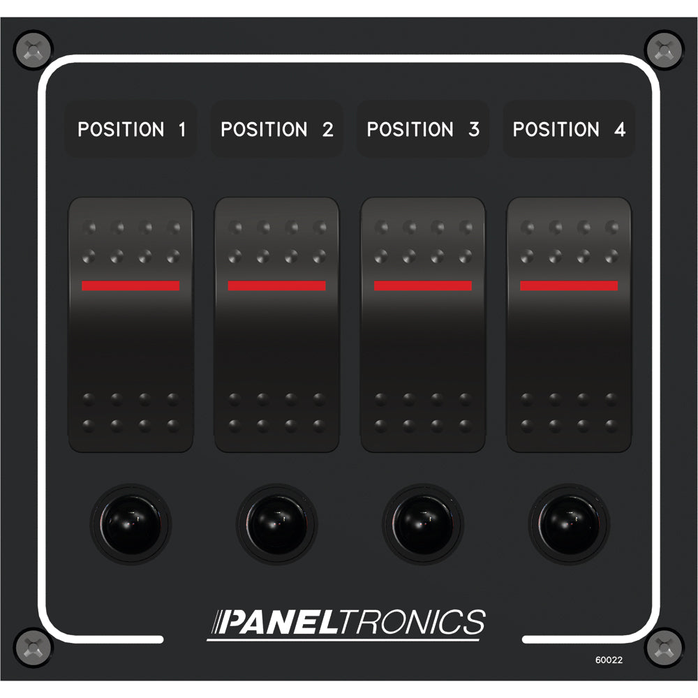 Paneltronics Waterproof Panel - DC 4-Position Illuminated Rocker Switch & Circuit Breaker [9960022B] - shopbulluna.com