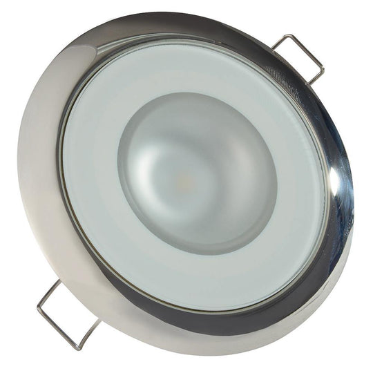 Lumitec Mirage - Flush Mount Down Light - Glass Finish/Polished SS Bezel - 2-Color White/Blue Dimming [113111] - shopbulluna.com