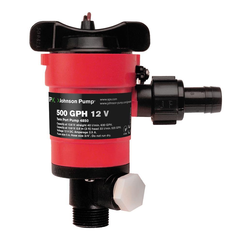 Johnson Pump Twin Port 500GPH Livewell Aerating Pump - 12V [48503] - shopbulluna.com