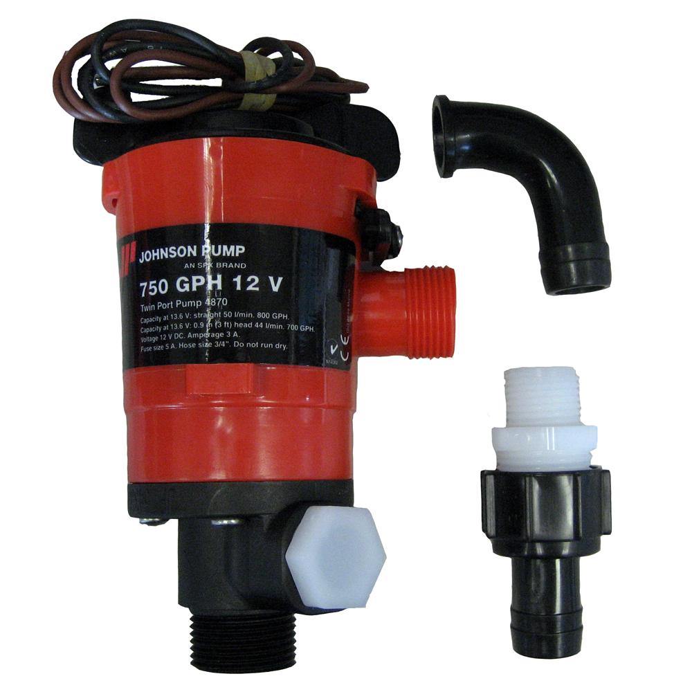 Johnson Pump Twin Port 750 GPH Livewell Aerating Pump - 12V [48703] - shopbulluna.com