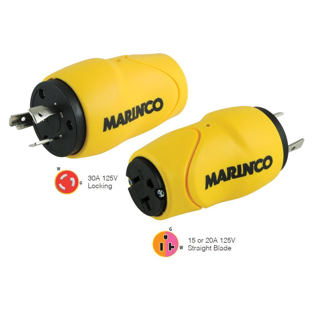 Marinco Straight Adapter, 30A Male - 15A Female [S30-15] - shopbulluna.com