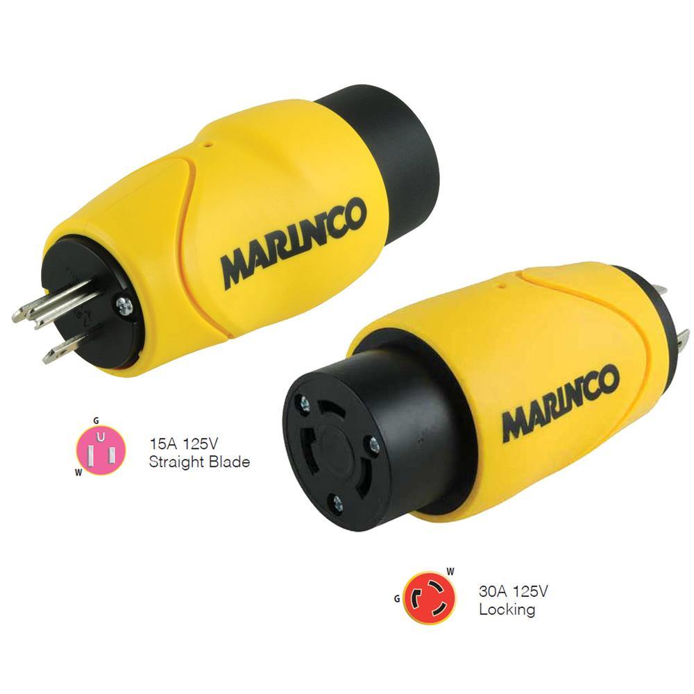 Marinco Straight Adapter 15Amp Straight Male to 30Amp Locking Female Connector [S15-30] - shopbulluna.com