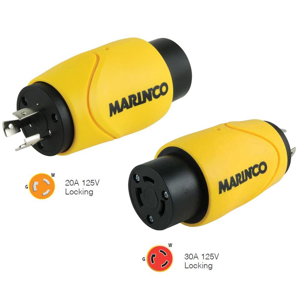 Marinco Straight Adapter 20Amp Locking Male to 30Amp Locking Female Connector [S20-30] - shopbulluna.com