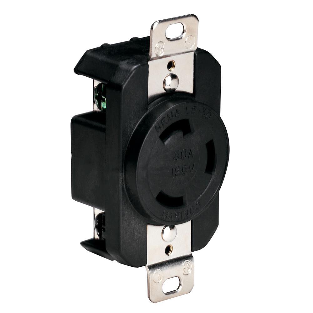 Marinco 305CRRB 125V 30Amp Locking Receptacle - Black [305CRRB] - shopbulluna.com