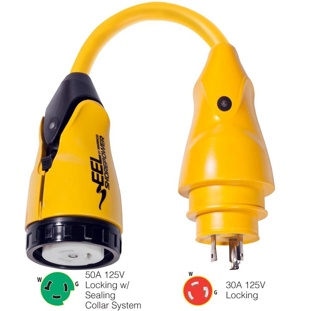 Marinco P30-503 EEL 50A-125V Female to 30A-125V Male Pigtail Adapter - Yellow [P30-503] - shopbulluna.com