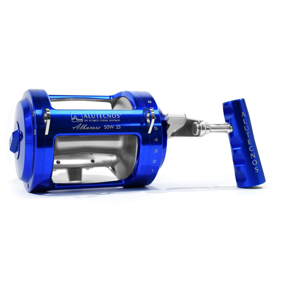 Alutecnos Albacore 50 Wide Two Speed Reel - Blue/Silver - shopbulluna.com