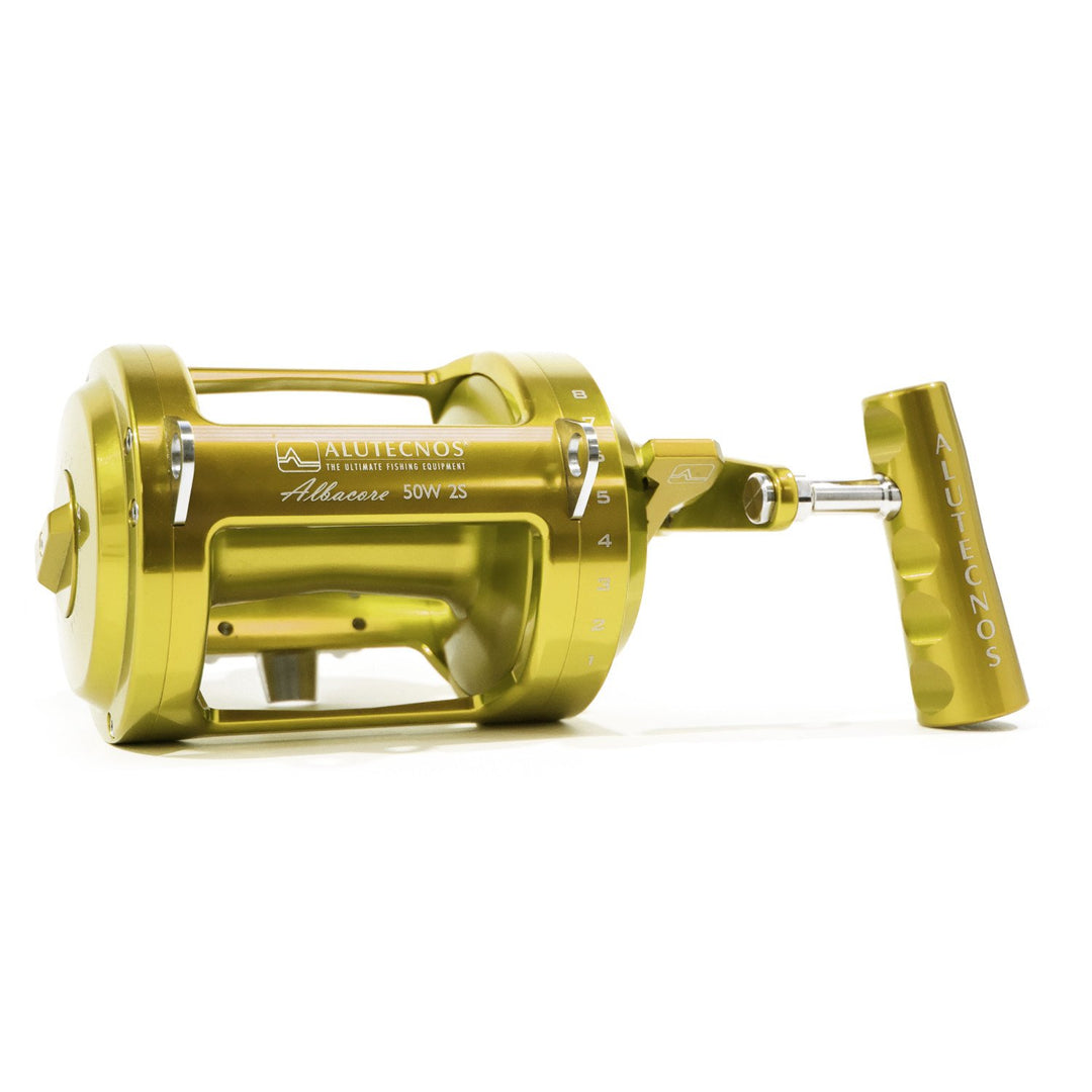 Alutecnos Albacore 50 Wide Two Speed Reel - Gold - shopbulluna.com