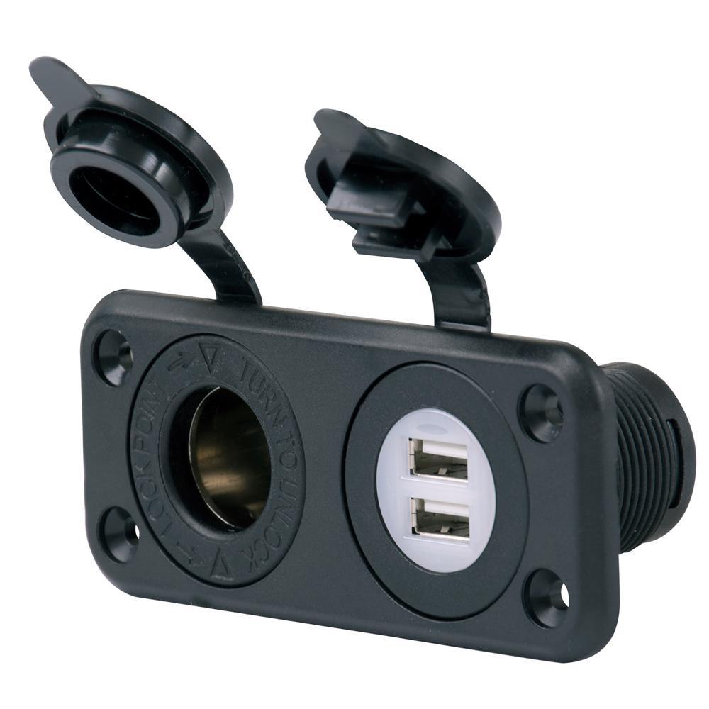 Marinco SeaLink Deluxe Dual USB Charger & 12V Receptacle [12VCOMBO] - shopbulluna.com